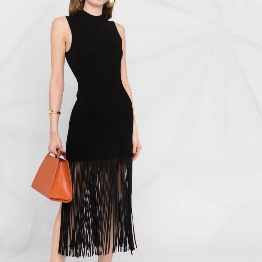 Sleeveless Black Fringe Dress
